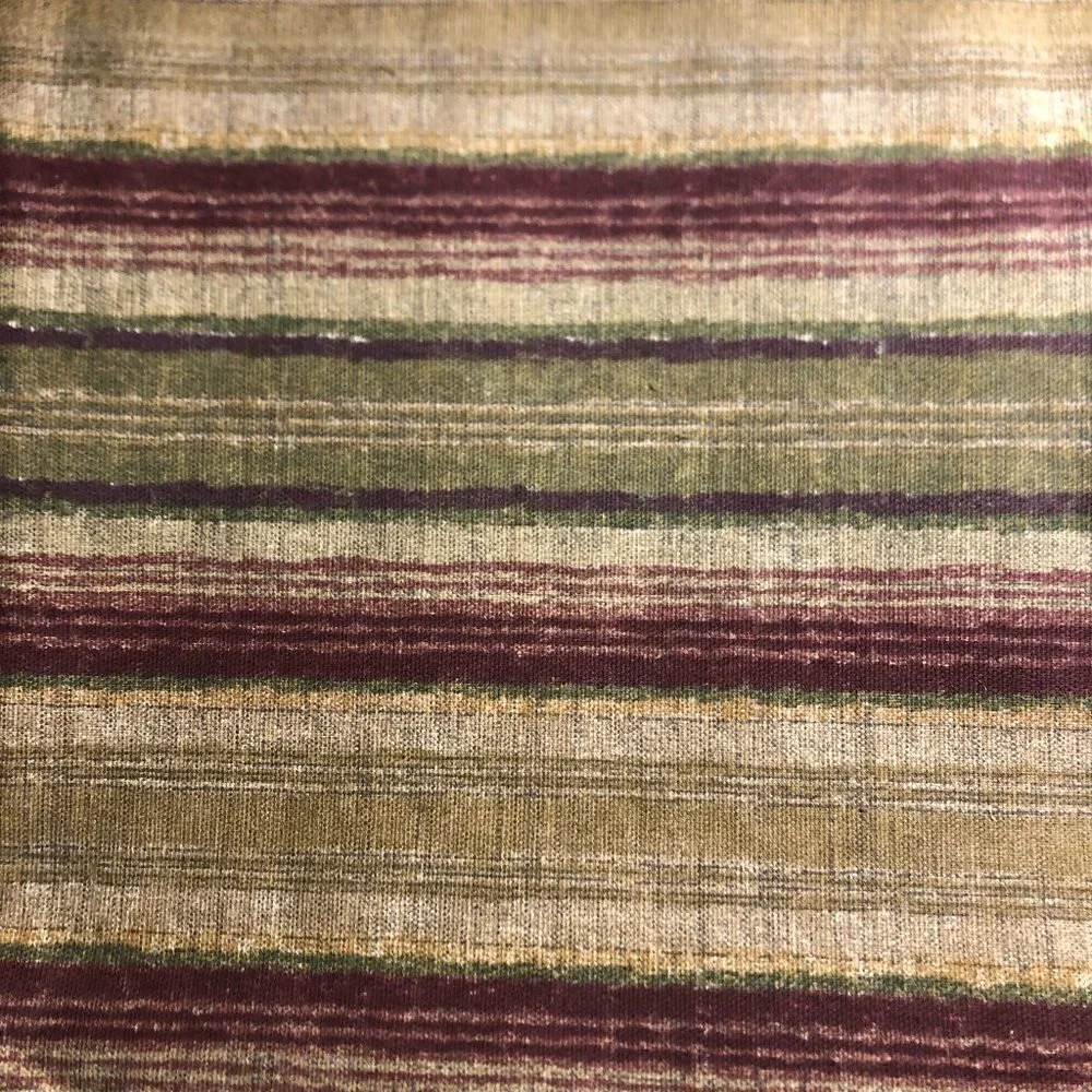 🛒$9 Home Decorative Fabric Upholstery Material Textiles Burgundy Tan Stripe 706